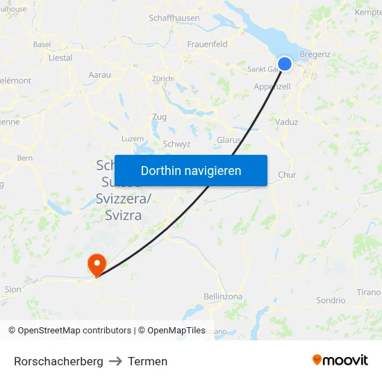 Rorschacherberg to Termen map