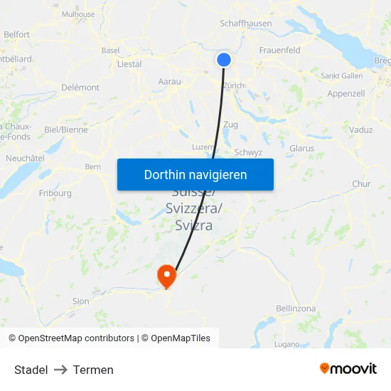 Stadel to Termen map
