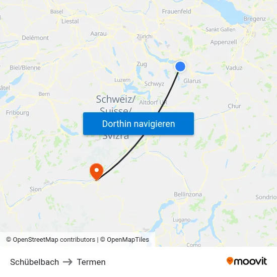 Schübelbach to Termen map