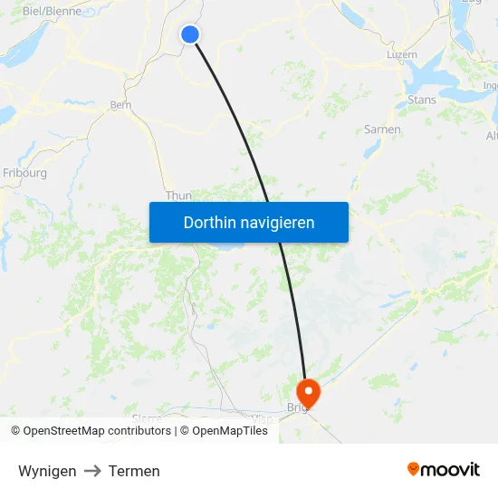 Wynigen to Termen map