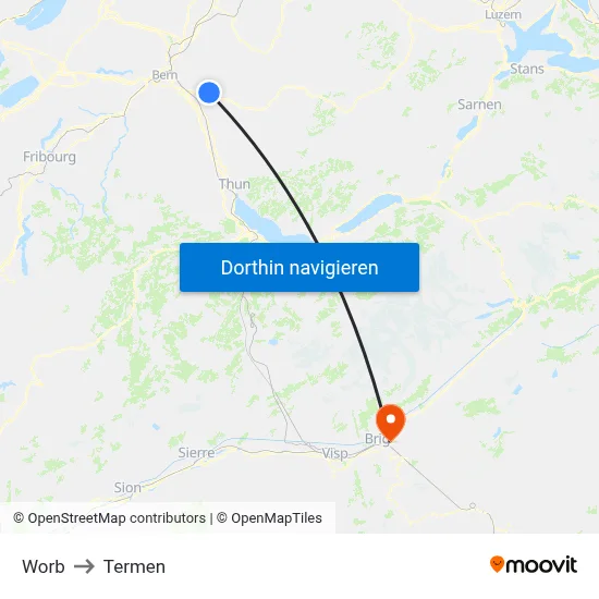 Worb to Termen map