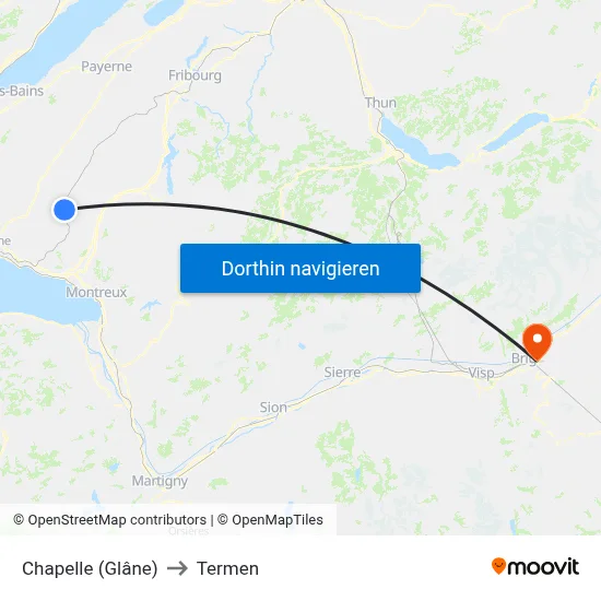 Chapelle (Glâne) to Termen map