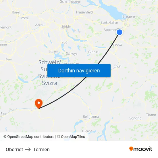 Oberriet to Termen map