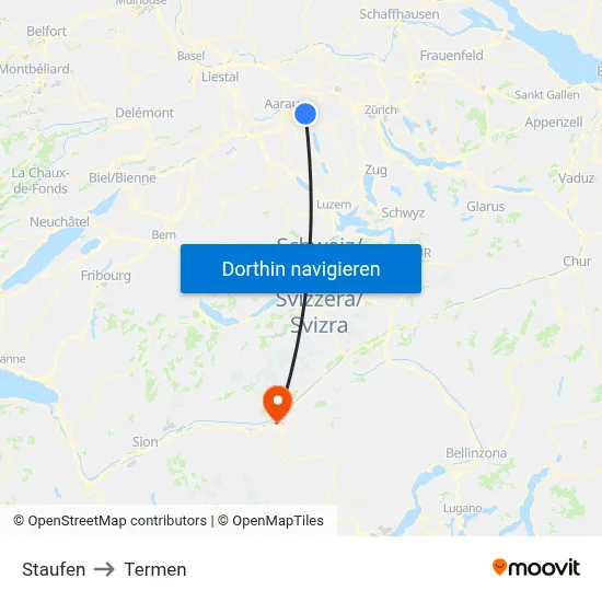 Staufen to Termen map