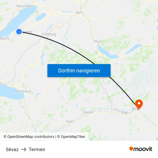 Sévaz to Termen map