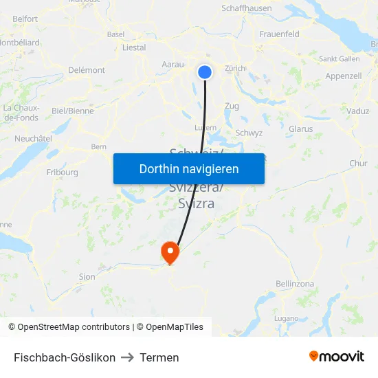 Fischbach-Göslikon to Termen map