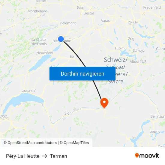 Péry-La Heutte to Termen map