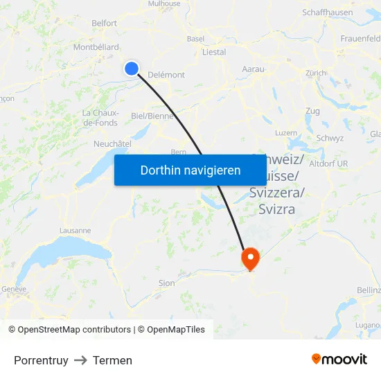 Porrentruy to Termen map