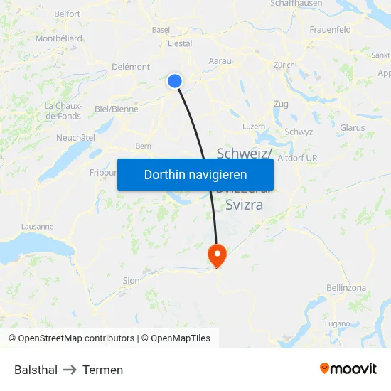 Balsthal to Termen map