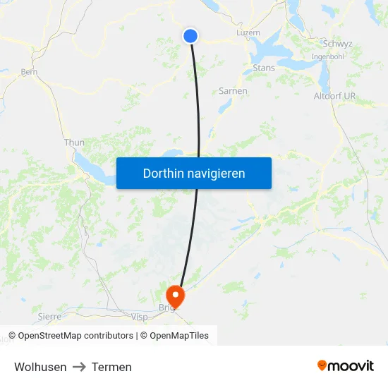 Wolhusen to Termen map