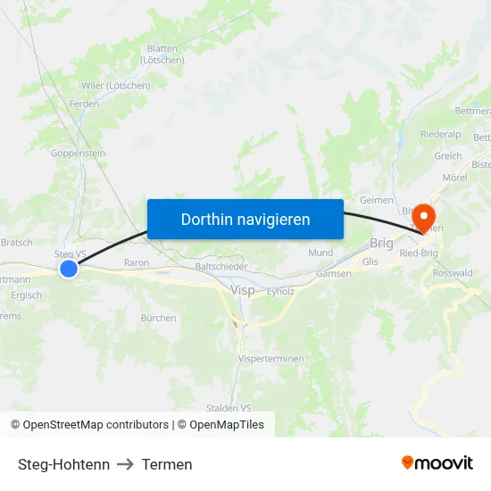 Steg-Hohtenn to Termen map
