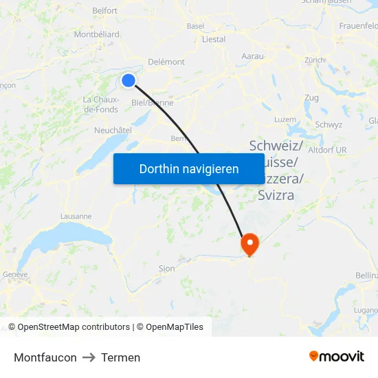 Montfaucon to Termen map