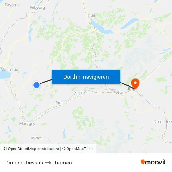 Ormont-Dessus to Termen map