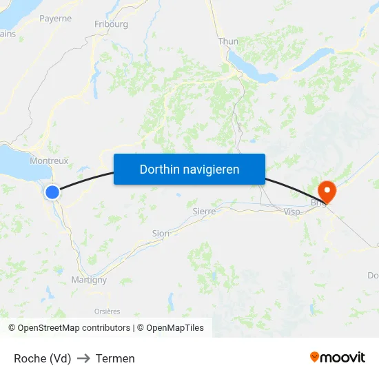 Roche (Vd) to Termen map