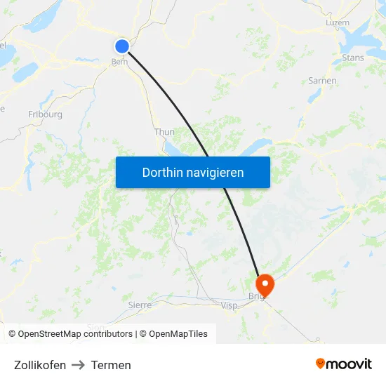 Zollikofen to Termen map