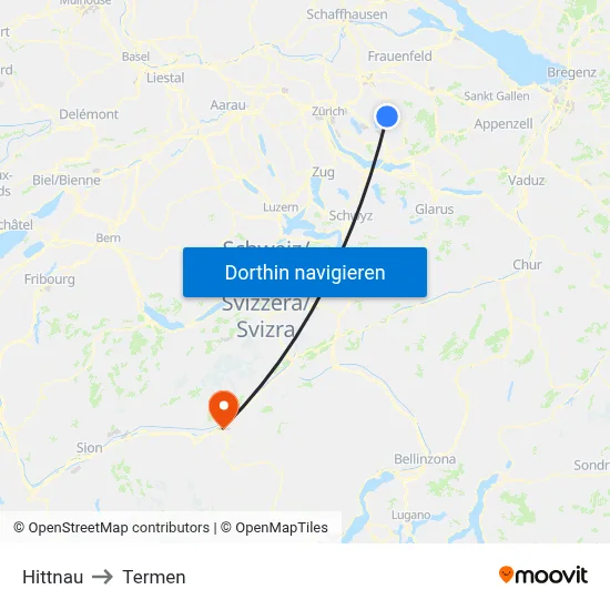Hittnau to Termen map