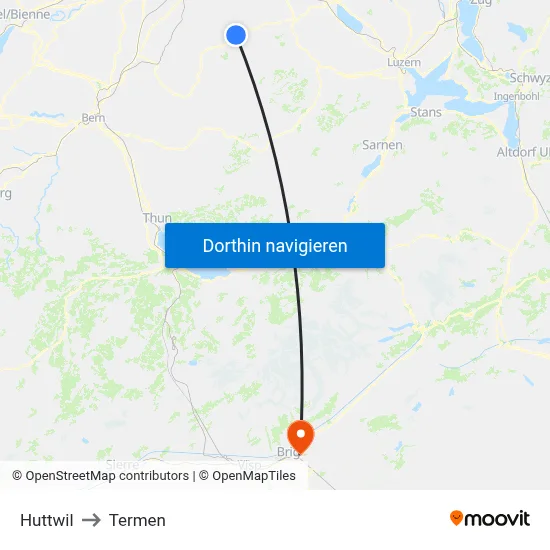 Huttwil to Termen map