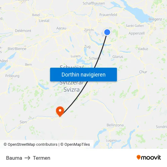 Bauma to Termen map