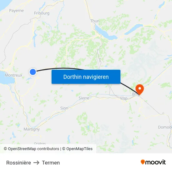 Rossinière to Termen map