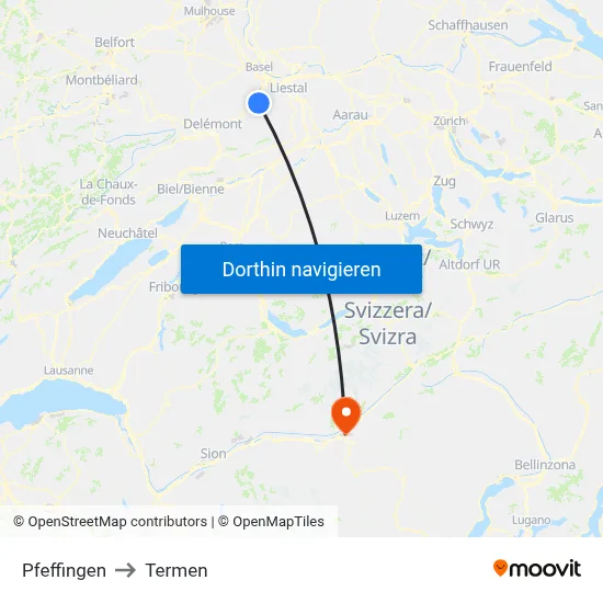 Pfeffingen to Termen map