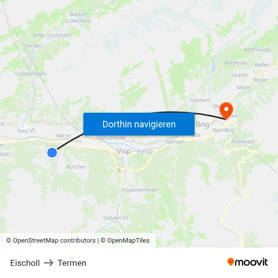 Eischoll to Termen map