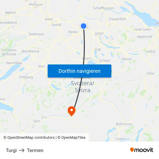 Turgi to Termen map