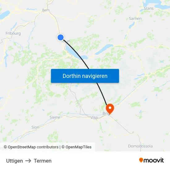 Uttigen to Termen map