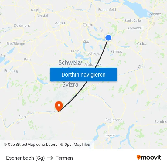 Eschenbach (Sg) to Termen map