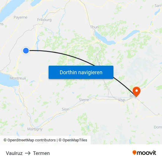 Vaulruz to Termen map