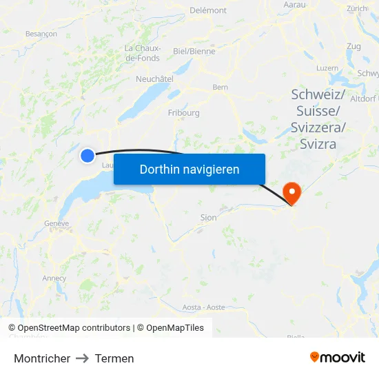Montricher to Termen map