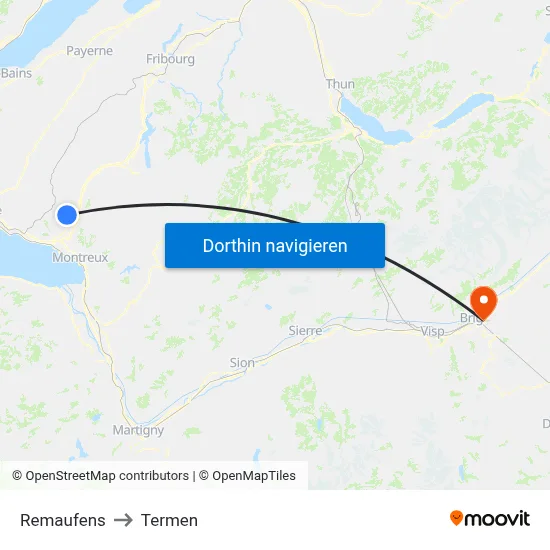 Remaufens to Termen map
