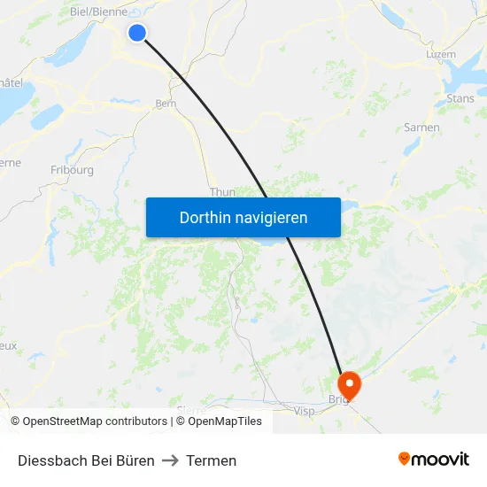 Diessbach Bei Büren to Termen map