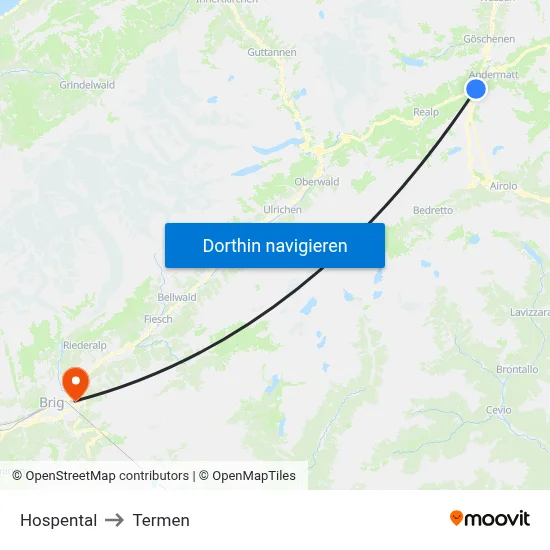 Hospental to Termen map