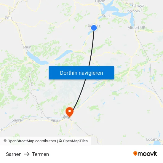 Sarnen to Termen map