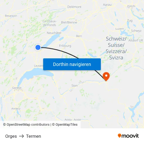 Orges to Termen map