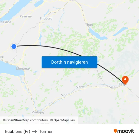Ecublens (Fr) to Termen map