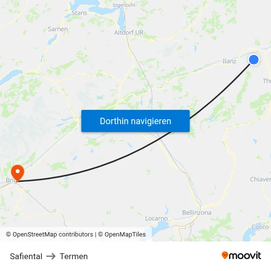 Safiental to Termen map