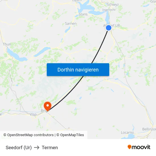 Seedorf (Ur) to Termen map