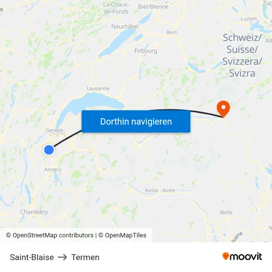 Saint-Blaise to Termen map
