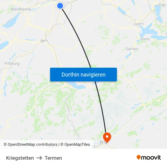 Kriegstetten to Termen map