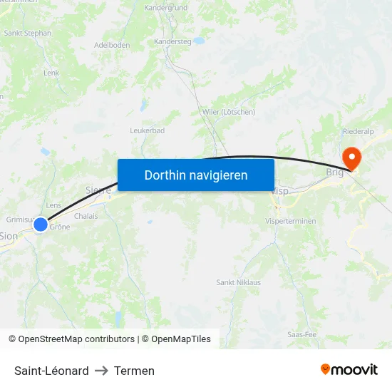 Saint-Léonard to Termen map