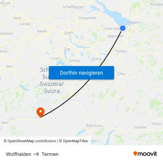 Wolfhalden to Termen map