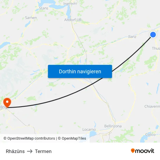 Rhäzüns to Termen map