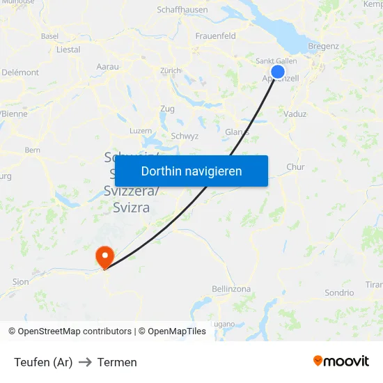 Teufen (Ar) to Termen map