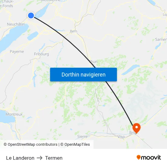 Le Landeron to Termen map