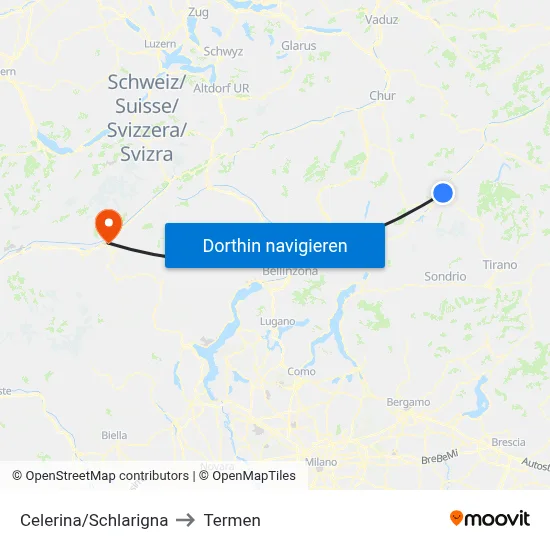 Celerina/Schlarigna to Termen map