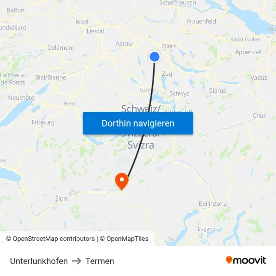 Unterlunkhofen to Termen map