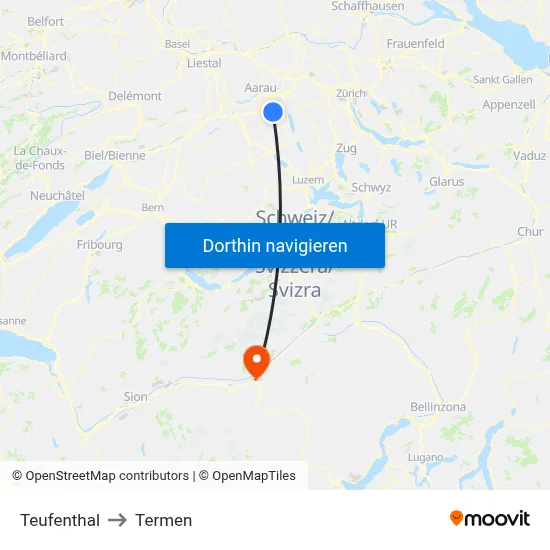 Teufenthal to Termen map