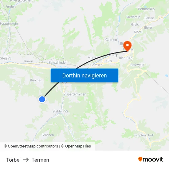 Törbel to Termen map