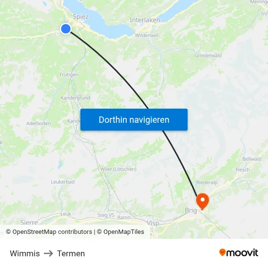 Wimmis to Termen map